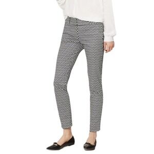 Ann Taylor Loft‎ Julie Fit Skinny Zip Fly Ankle Pants Black White Mosaic Print 2